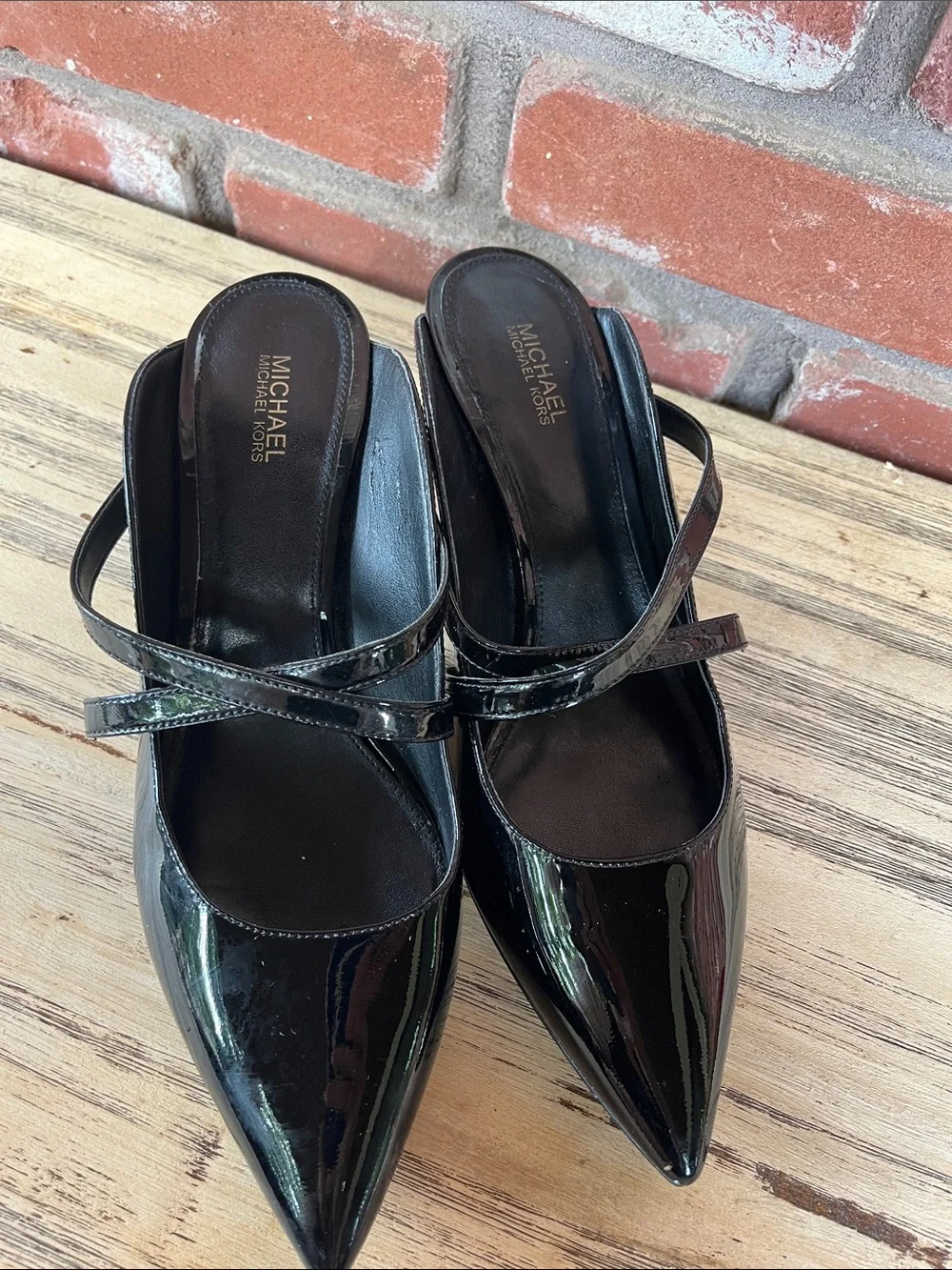 Michael Kors Black Patent Pointed  Kitten Heel Geneva